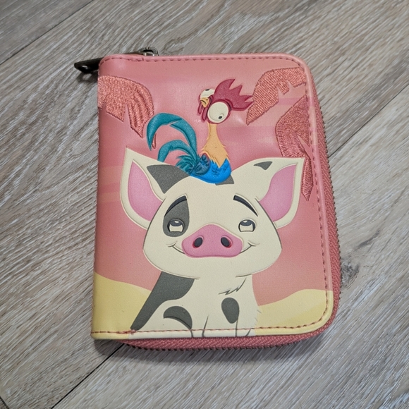 Loungefly Disney Moana Pua & Hei Hei Sunset Wallet BoxLunch Exclusive Disneyland - Picture 2 of 5